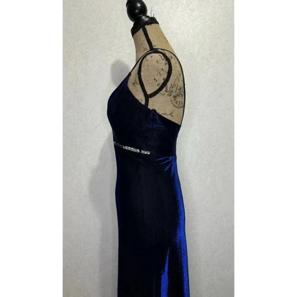 NADINE VINTAGE GowN Dress Iridescent Blue Beaded Sheer SMALL Sexy Prom BEAUTIFUL - Picture 10 of 14